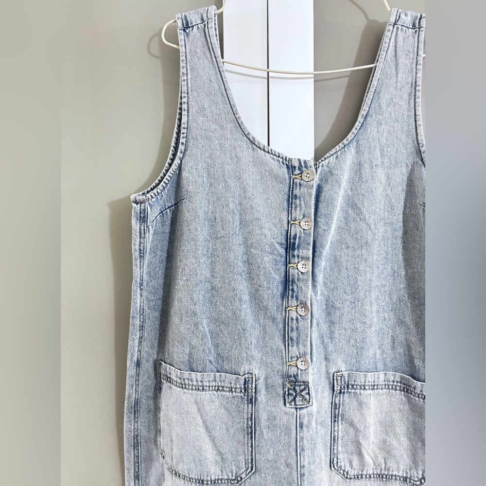Light Blue Denim Women's Overalls Jeans - Picture 3 of 4